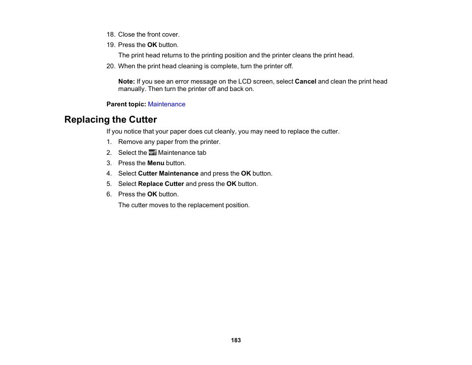 Replacing the cutter | Epson SureColor P20000 Standard Edition 64" Large-Format Inkjet Printer User Manual | Page 183 / 232