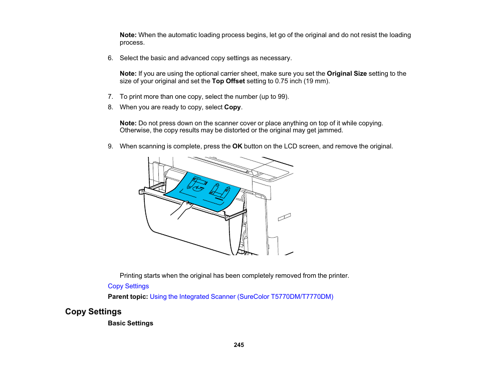 Copy settings | Epson SureColor P8570DL 44" Wide-Format Dual Roll Printer with High-Capacity 1.6L Ink Pack System User Manual | Page 245 / 462