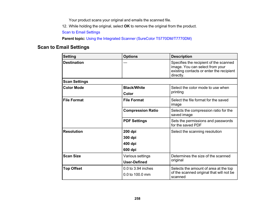 Scan to email settings | Epson SureColor P8570DL 44" Wide-Format Dual Roll Printer with High-Capacity 1.6L Ink Pack System User Manual | Page 258 / 462