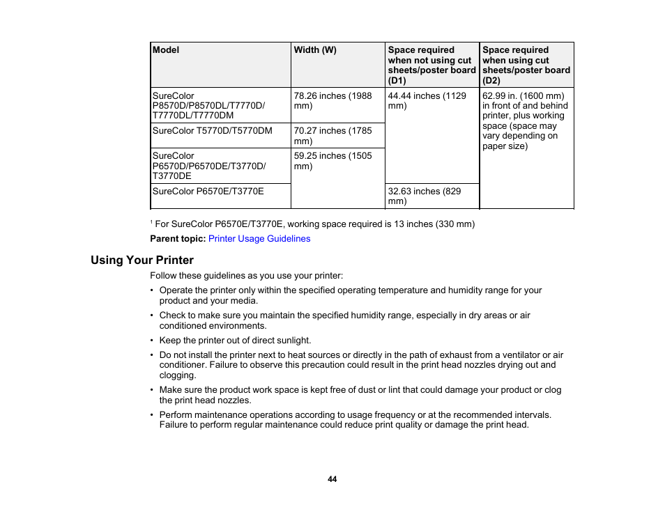 Using your printer | Epson SureColor P8570DL 44" Wide-Format Dual Roll Printer with High-Capacity 1.6L Ink Pack System User Manual | Page 44 / 462