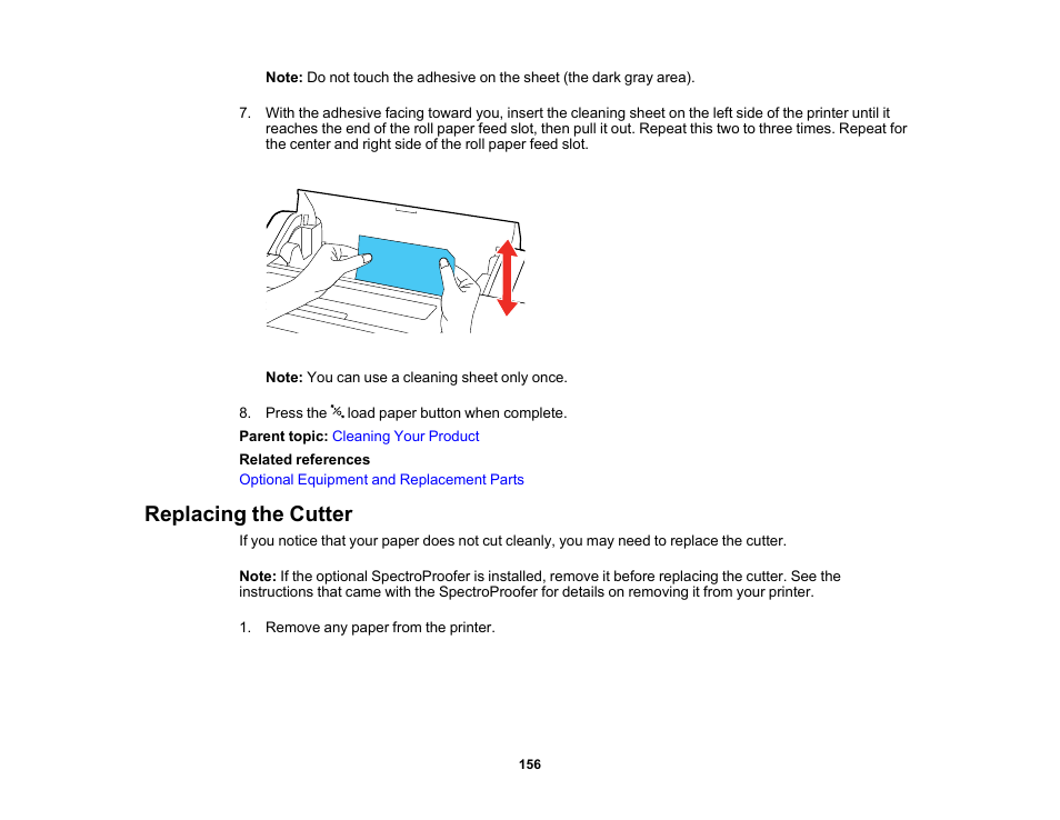 Replacing the cutter | Epson SureColor P5000 Commercial Edition 17" Wide-Format Inkjet Printer User Manual | Page 156 / 198