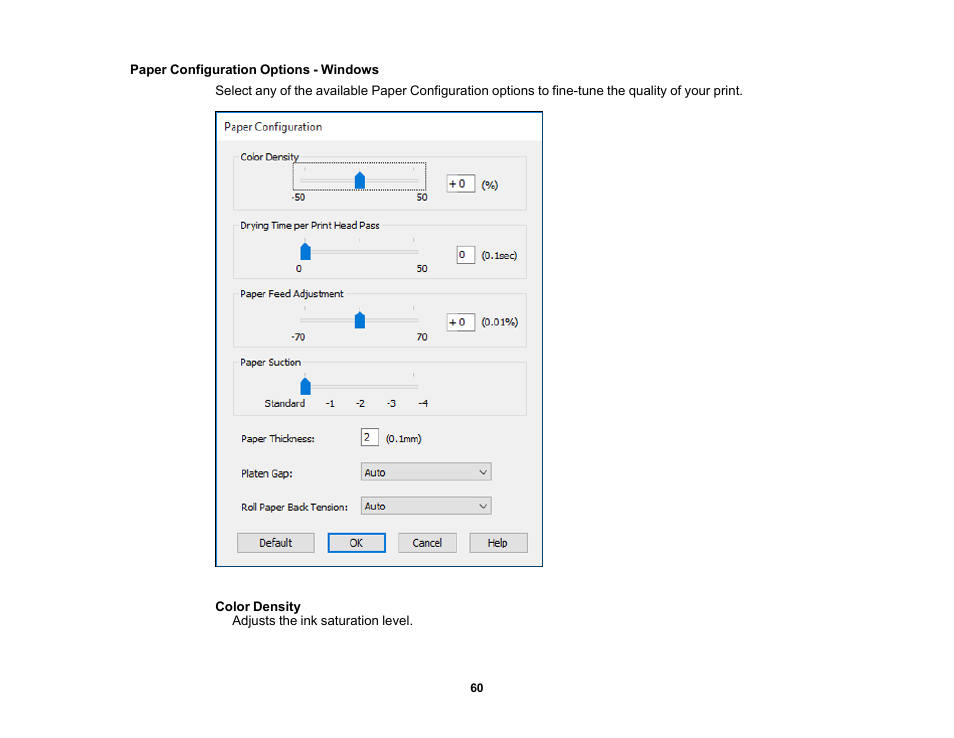 Paper configuration options - windows | Epson SureColor P5000 Commercial Edition 17" Wide-Format Inkjet Printer User Manual | Page 60 / 198