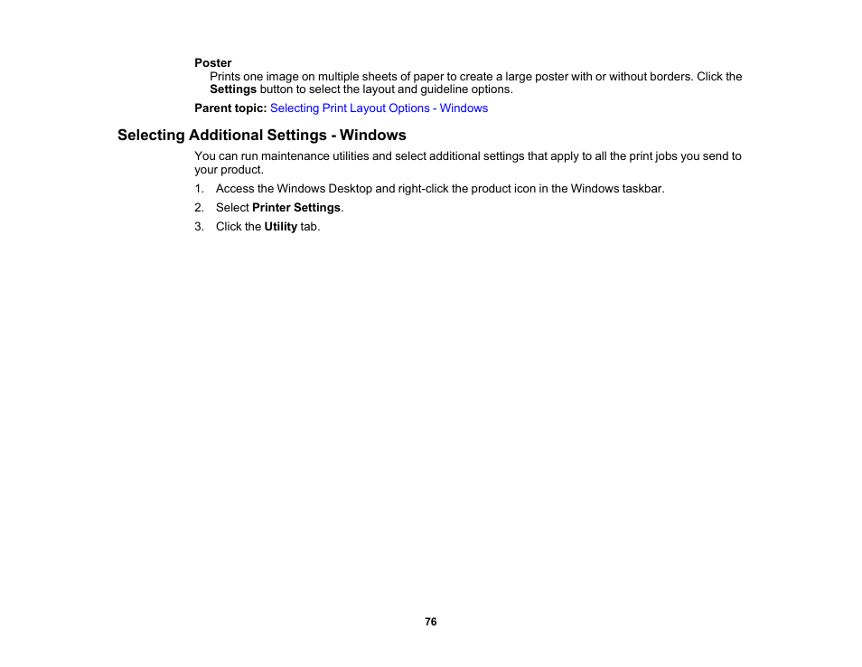 Selecting additional settings - windows | Epson SureColor P5000 Commercial Edition 17" Wide-Format Inkjet Printer User Manual | Page 76 / 198