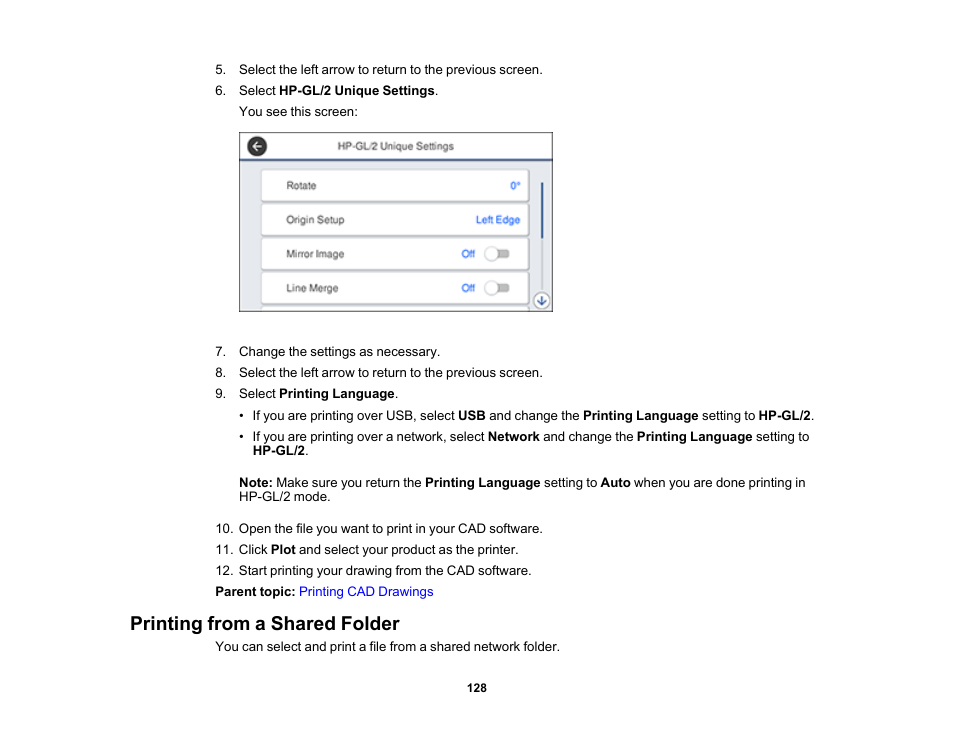 Printing from a shared folder | Epson SureColor T3170M 24" Wireless Printer, Scanner & Copier User Manual | Page 128 / 274