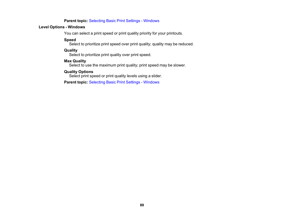 Level options - windows | Epson SureColor T3170M 24" Wireless Printer, Scanner & Copier User Manual | Page 89 / 274