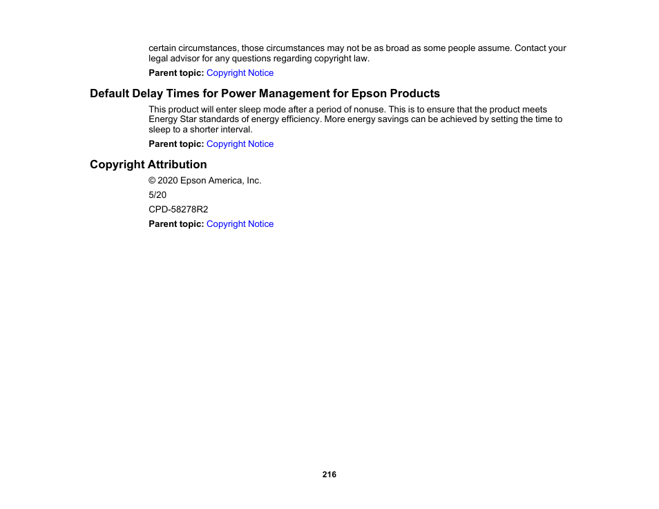Copyright attribution | Epson SureColor T3170x 24" Desktop Printer User Manual | Page 216 / 216
