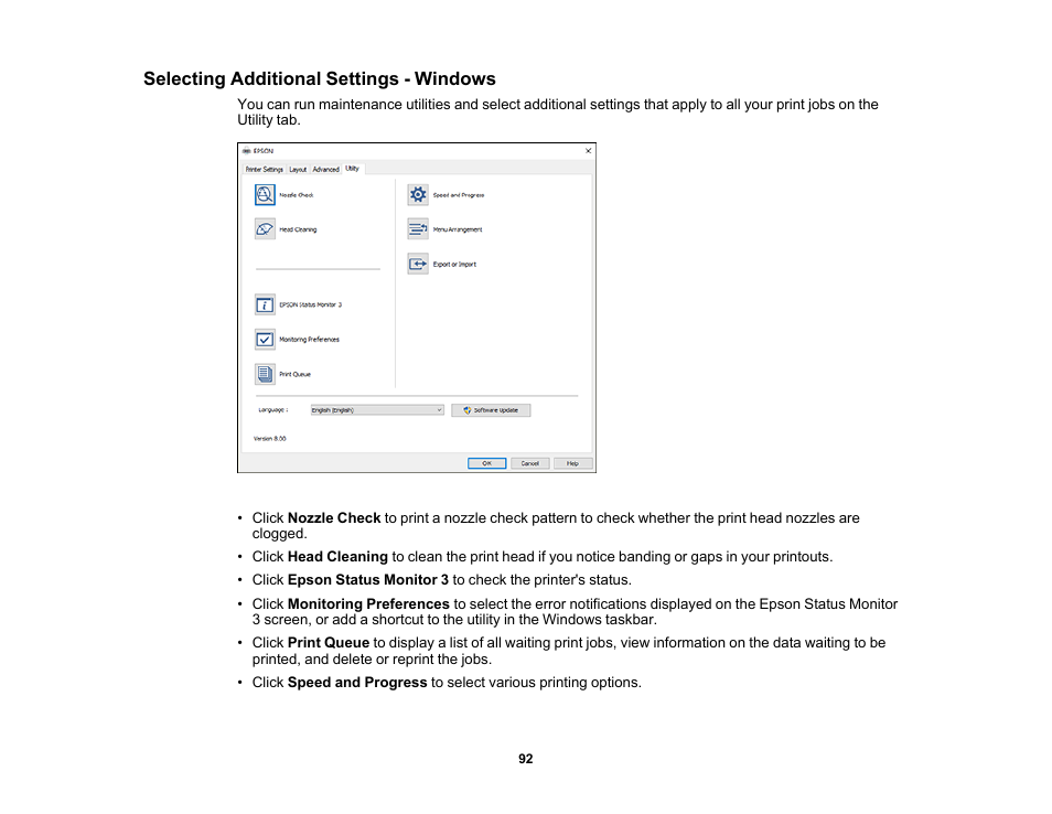 Selecting additional settings - windows | Epson SureColor T3170x 24" Desktop Printer User Manual | Page 92 / 216