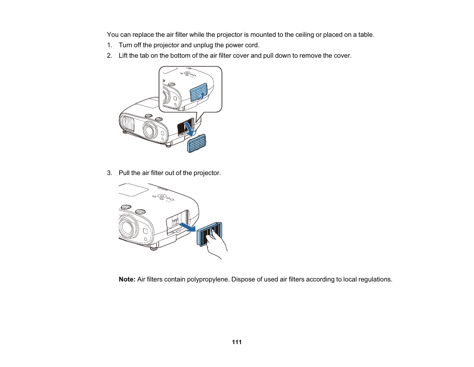 Epson Home Cinema 3800 HDR Pixel-Shift 4K UHD 3LCD Home Theater Projector User Manual | Page 111 / 164