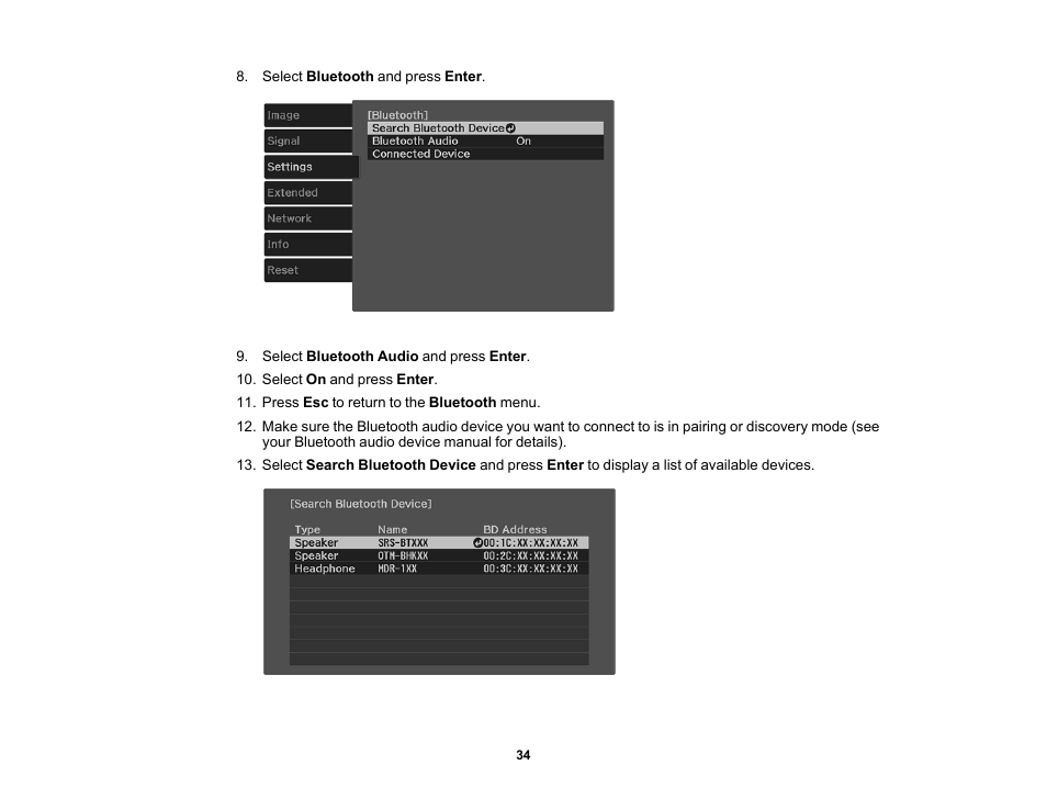 Epson Home Cinema 3800 HDR Pixel-Shift 4K UHD 3LCD Home Theater Projector User Manual | Page 34 / 164