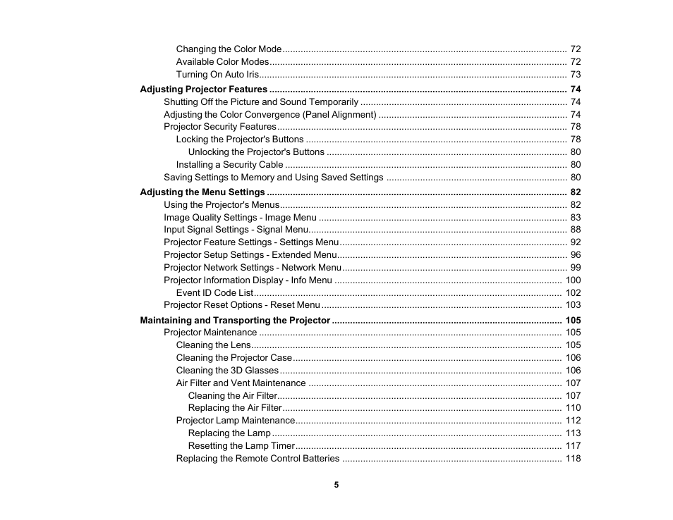 Epson Home Cinema 3800 HDR Pixel-Shift 4K UHD 3LCD Home Theater Projector User Manual | Page 5 / 164