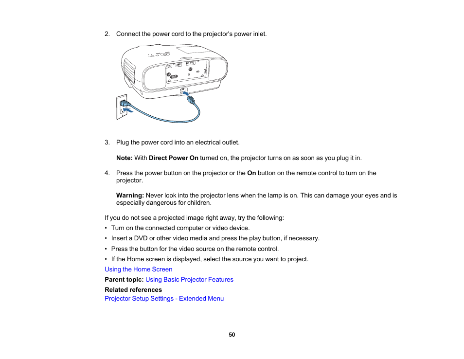 Epson Home Cinema 3800 HDR Pixel-Shift 4K UHD 3LCD Home Theater Projector User Manual | Page 50 / 164