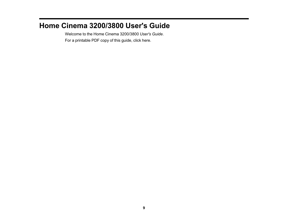 Home cinema 3200/3800 user's guide | Epson Home Cinema 3800 HDR Pixel-Shift 4K UHD 3LCD Home Theater Projector User Manual | Page 9 / 164