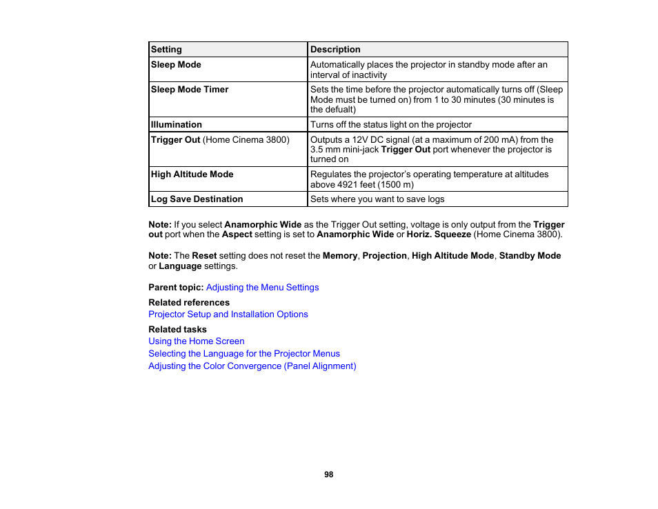 Epson Home Cinema 3800 HDR Pixel-Shift 4K UHD 3LCD Home Theater Projector User Manual | Page 98 / 164