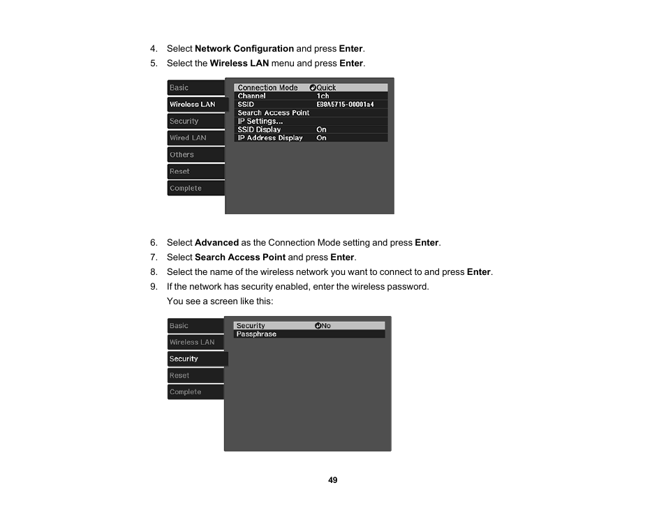 Epson Home Cinema PRO-UHD 5050UB HDR Pixel-Shift 4K UHD 3LCD Home Theater Projector User Manual | Page 49 / 184