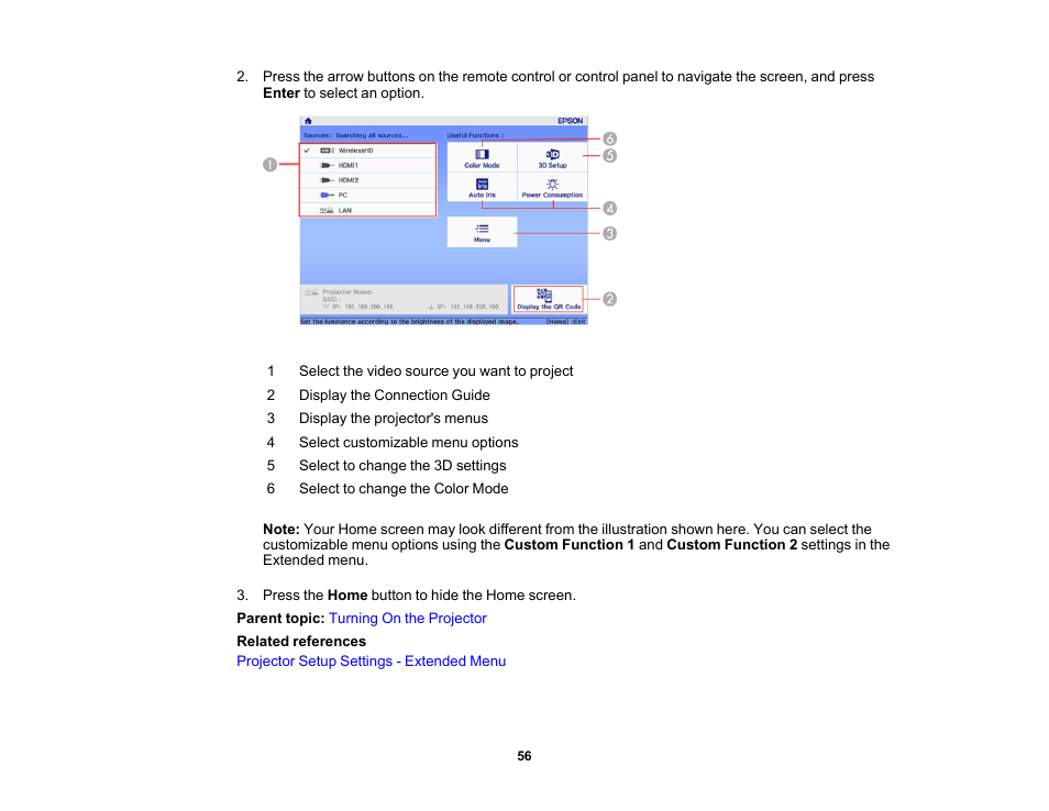Epson Home Cinema PRO-UHD 5050UB HDR Pixel-Shift 4K UHD 3LCD Home Theater Projector User Manual | Page 56 / 184