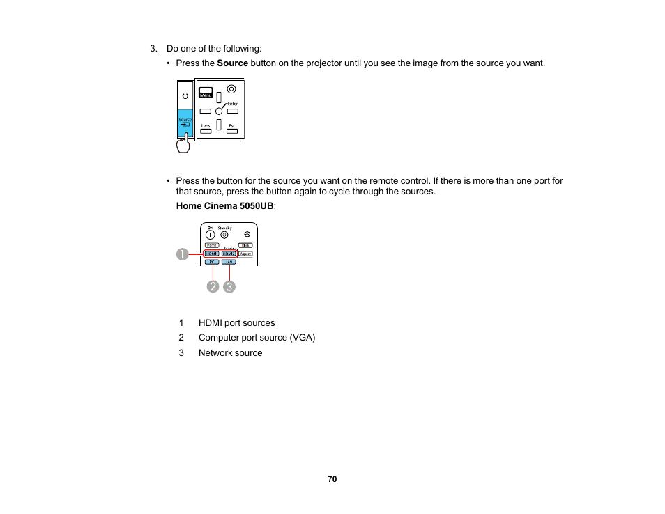 Epson Home Cinema PRO-UHD 5050UB HDR Pixel-Shift 4K UHD 3LCD Home Theater Projector User Manual | Page 70 / 184