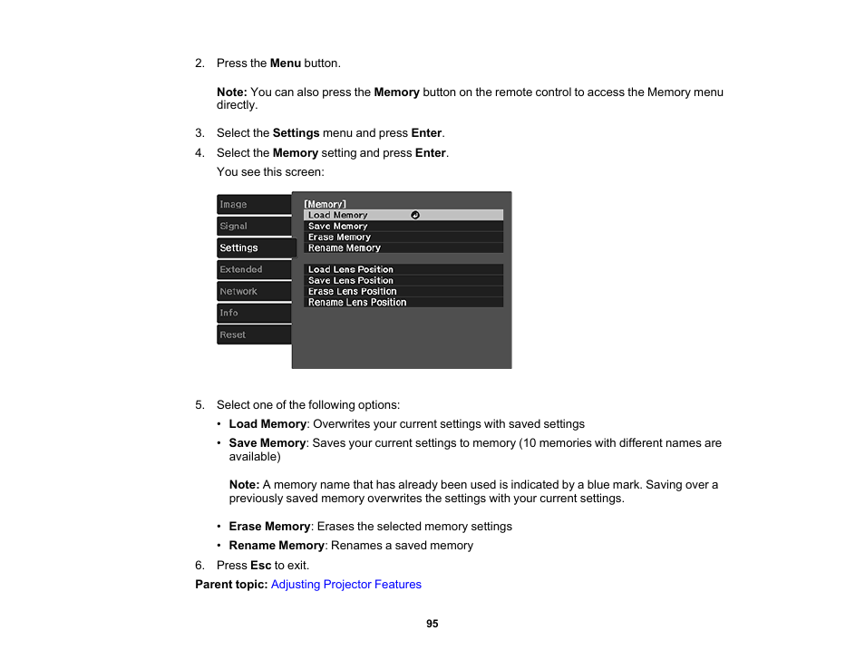 Epson Home Cinema PRO-UHD 5050UB HDR Pixel-Shift 4K UHD 3LCD Home Theater Projector User Manual | Page 95 / 184
