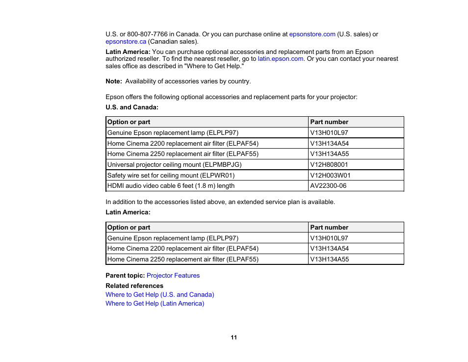 Epson Home Cinema 2200 2700-Lumen Full HD 3LCD Smart Projector (2021 Version) User Manual | Page 11 / 136