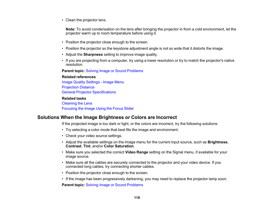 Epson Home Cinema 2350 2800-Lumen Pixel-Shift 4K UHD 3LCD Smart Gaming Projector User Manual | Page 118 / 149