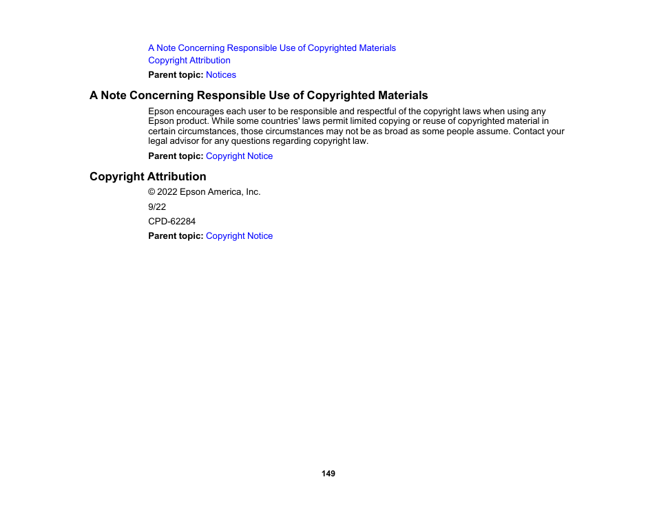 Copyright attribution | Epson Home Cinema 2350 2800-Lumen Pixel-Shift 4K UHD 3LCD Smart Gaming Projector User Manual | Page 149 / 149
