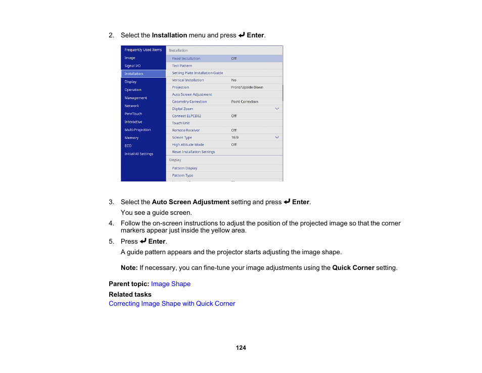 Epson BrightLink 1485Fi 5000-Lumen Pixel-Shift Full HD Ultra-Short Throw 3LCD Interactive Laser Projector User Manual | Page 124 / 395