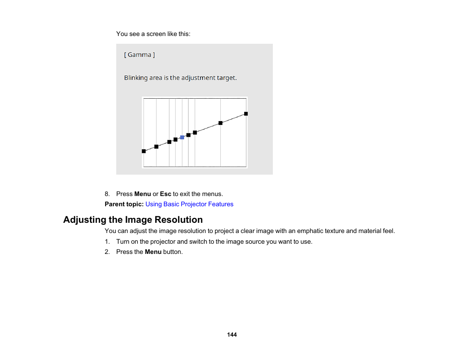 Adjusting the image resolution | Epson BrightLink 1485Fi 5000-Lumen Pixel-Shift Full HD Ultra-Short Throw 3LCD Interactive Laser Projector User Manual | Page 144 / 395