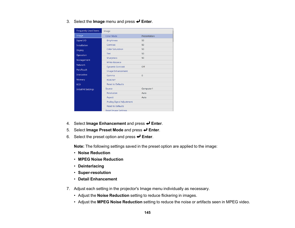 Epson BrightLink 1485Fi 5000-Lumen Pixel-Shift Full HD Ultra-Short Throw 3LCD Interactive Laser Projector User Manual | Page 145 / 395