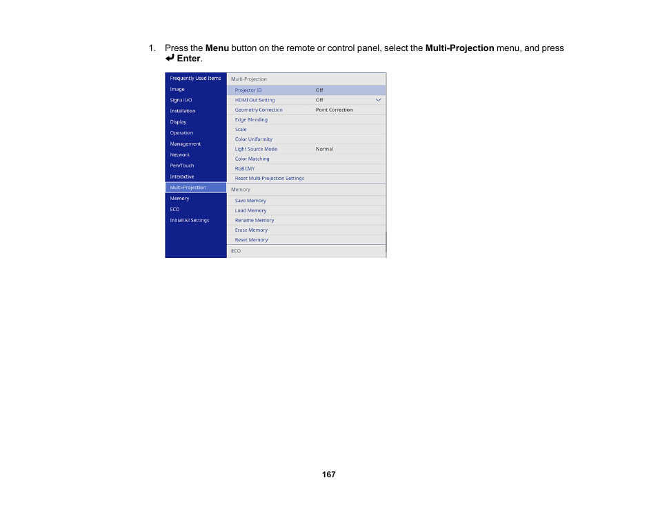 Epson BrightLink 1485Fi 5000-Lumen Pixel-Shift Full HD Ultra-Short Throw 3LCD Interactive Laser Projector User Manual | Page 167 / 395