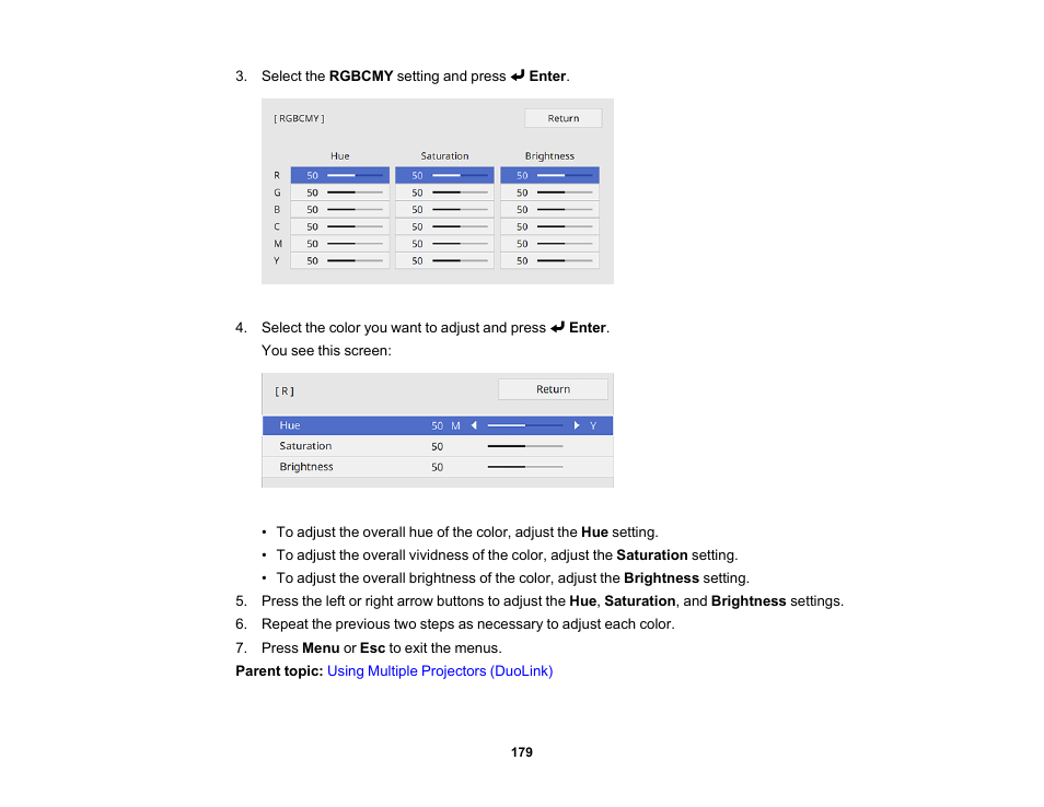 Epson BrightLink 1485Fi 5000-Lumen Pixel-Shift Full HD Ultra-Short Throw 3LCD Interactive Laser Projector User Manual | Page 179 / 395