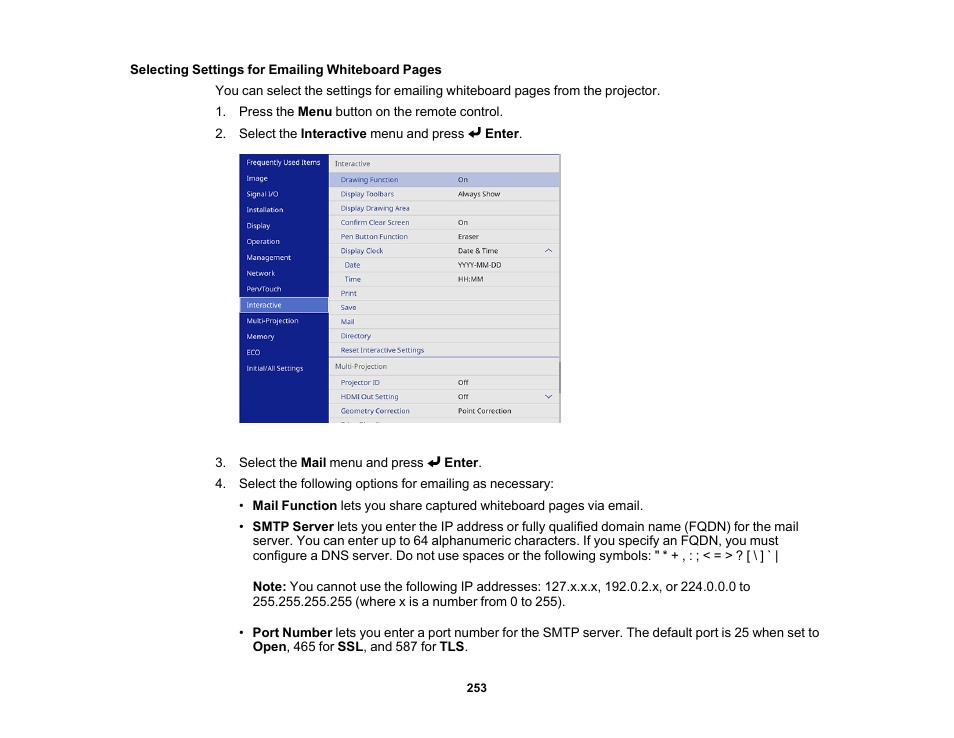 Epson BrightLink 1485Fi 5000-Lumen Pixel-Shift Full HD Ultra-Short Throw 3LCD Interactive Laser Projector User Manual | Page 253 / 395