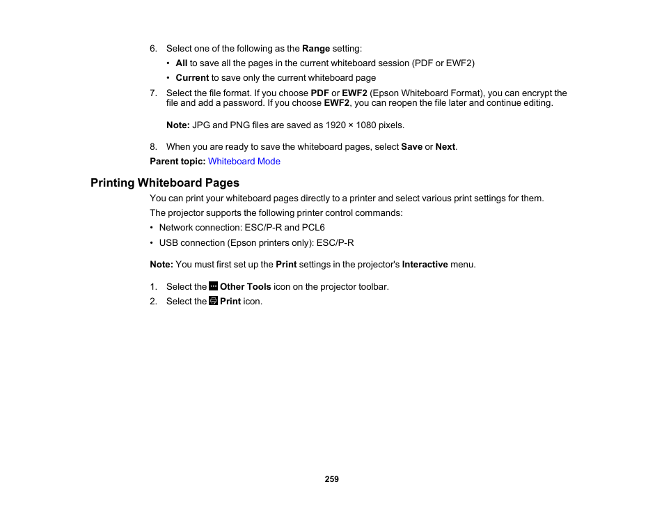 Epson BrightLink 1485Fi 5000-Lumen Pixel-Shift Full HD Ultra-Short Throw 3LCD Interactive Laser Projector User Manual | Page 259 / 395