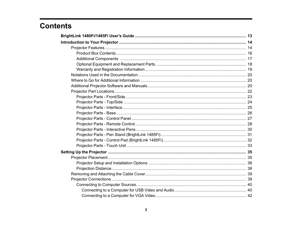 Epson BrightLink 1485Fi 5000-Lumen Pixel-Shift Full HD Ultra-Short Throw 3LCD Interactive Laser Projector User Manual | Page 3 / 395