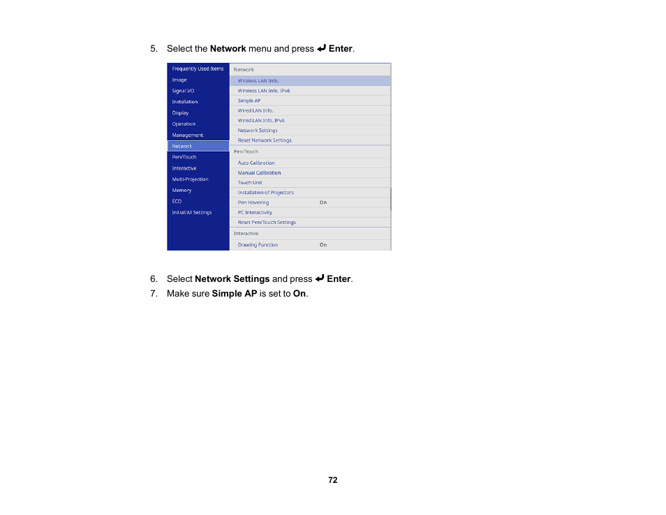 Epson BrightLink 1485Fi 5000-Lumen Pixel-Shift Full HD Ultra-Short Throw 3LCD Interactive Laser Projector User Manual | Page 72 / 395