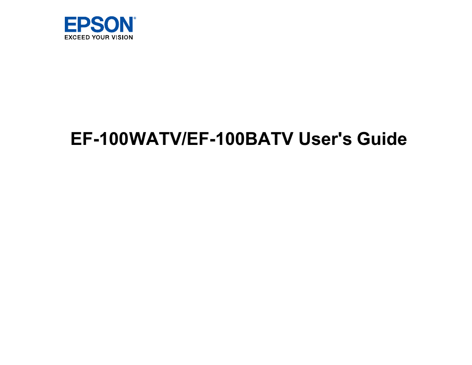 Epson EF-100 Home Theater Laser 3LCD Projector with Android TV Wireless Adapter (Black) User Manual | 126 pages