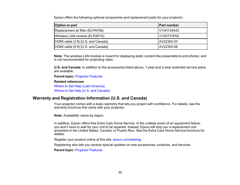 Epson 100" EpiqVision Ultra LS500 4000-Lumen Pixel-Shift 4K UHD 3LCD Laser Projector TV System with 100" Screen (White Projector) User Manual | Page 13 / 170