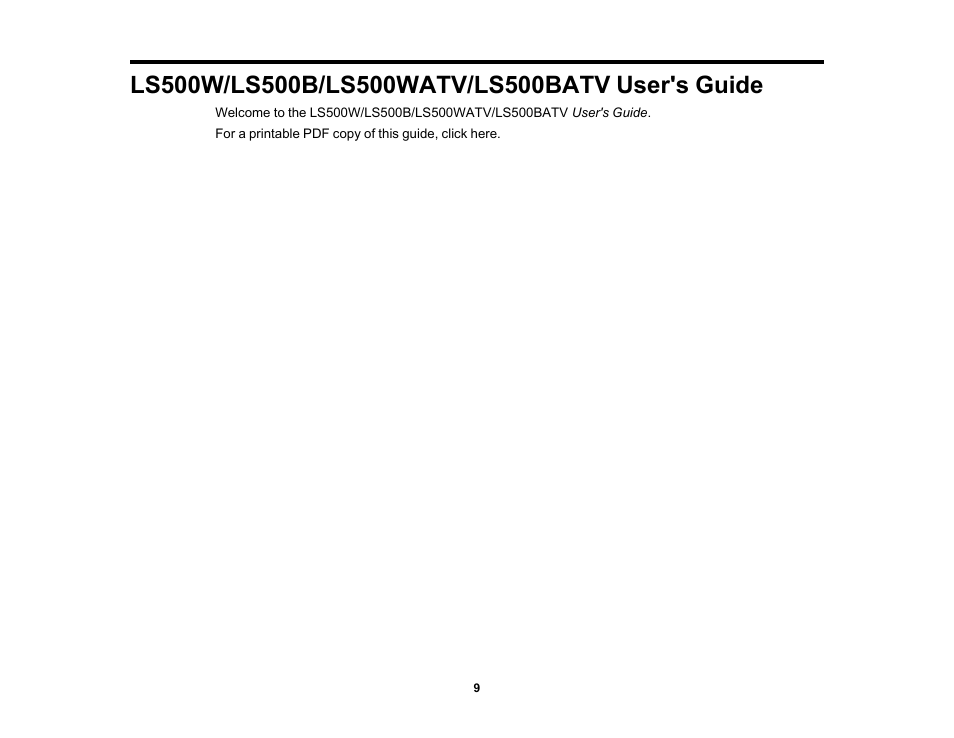 Ls500w/ls500b/ls500watv/ls500batv user's guide | Epson 100