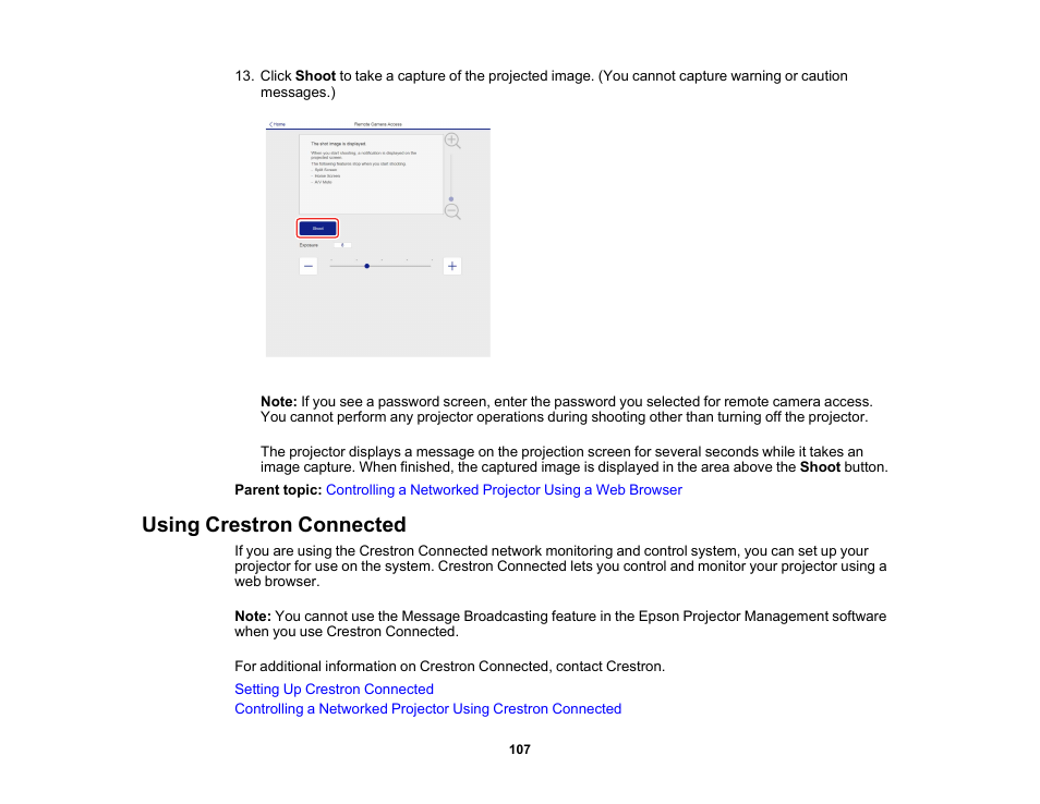 Using crestron connected | Epson Pro L30002UNL 30,000-Lumen HDR Pixel-Shift DCI 4K Laser 3LCD Large Venue Projector (White) User Manual | Page 107 / 347
