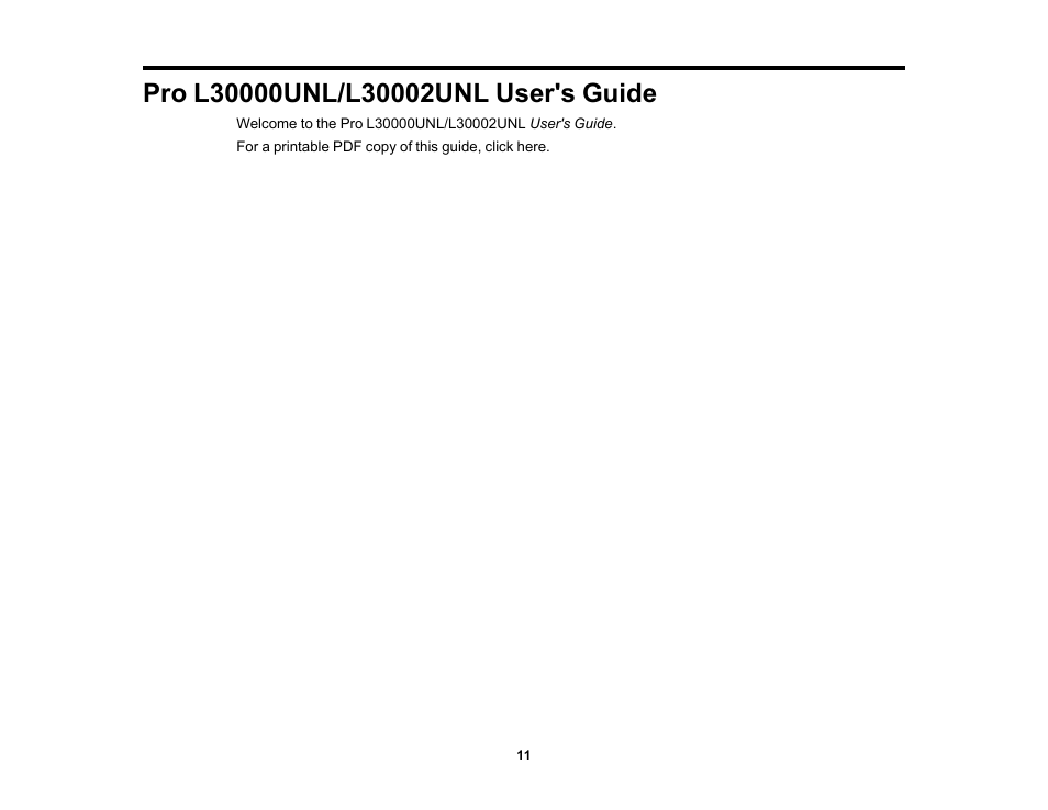 Pro l30000unl/l30002unl user's guide | Epson Pro L30002UNL 30,000-Lumen HDR Pixel-Shift DCI 4K Laser 3LCD Large Venue Projector (White) User Manual | Page 11 / 347