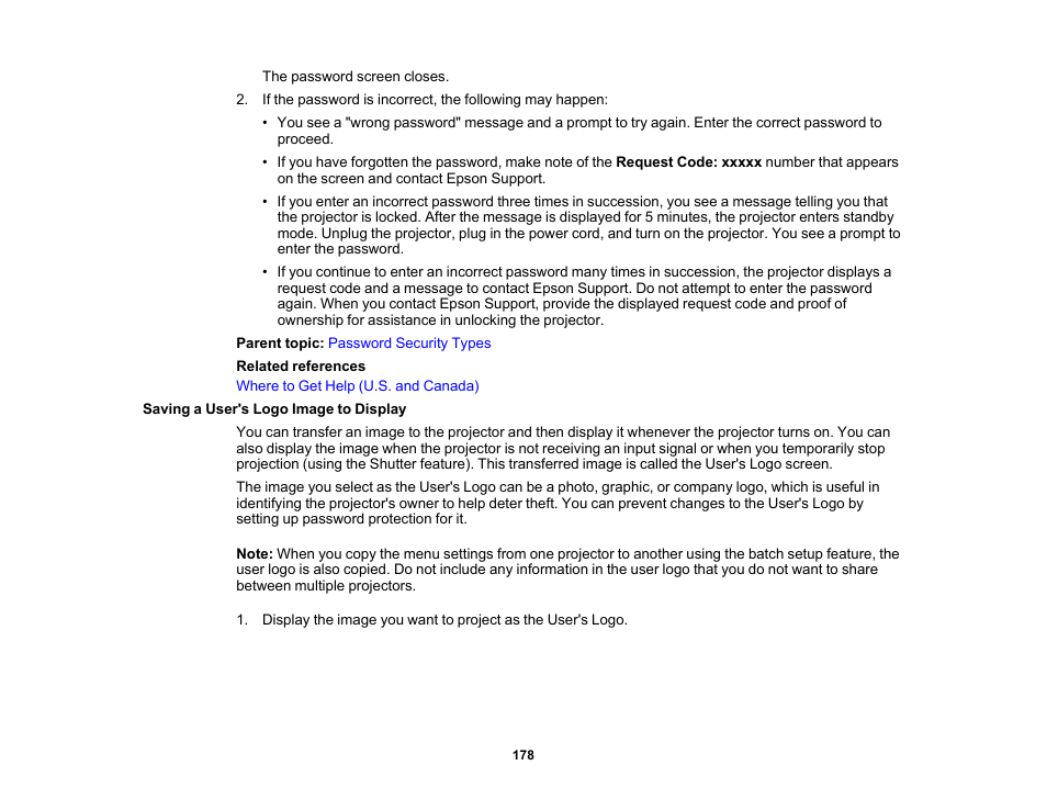 Saving a user's logo image to display | Epson Pro L30002UNL 30,000-Lumen HDR Pixel-Shift DCI 4K Laser 3LCD Large Venue Projector (White) User Manual | Page 178 / 347