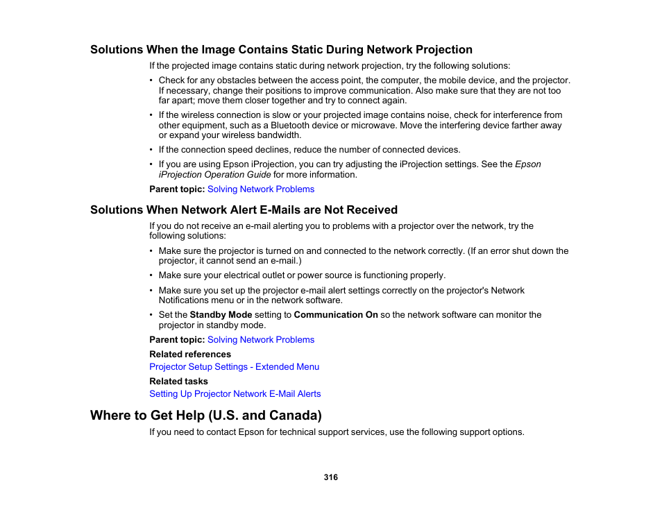Where to get help (u.s. and canada) | Epson Pro L30002UNL 30,000-Lumen HDR Pixel-Shift DCI 4K Laser 3LCD Large Venue Projector (White) User Manual | Page 316 / 347
