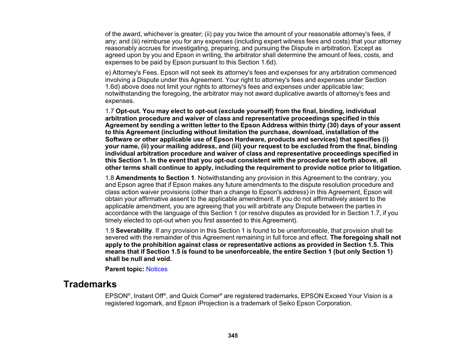 Trademarks | Epson Pro L30002UNL 30,000-Lumen HDR Pixel-Shift DCI 4K Laser 3LCD Large Venue Projector (White) User Manual | Page 345 / 347