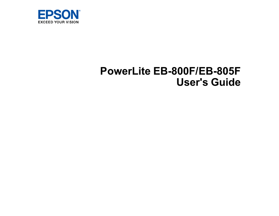 Epson PowerLite 800F 5000-Lumen Pixel-Shift Full HD Ultra-Short Throw Laser 3LCD Projector (White) User Manual | 304 pages