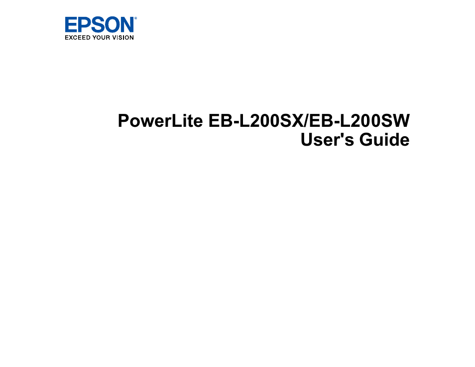 Epson PowerLite L200SX 3600-Lumen XGA Short-Throw Laser 3LCD Smart Projector User Manual | 295 pages