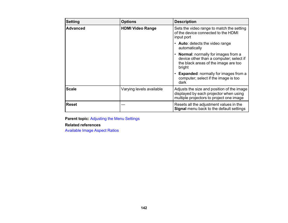 Epson LightScene EV-115 2200-Lumen WXGA Laser 3LCD Projector (Black) User Manual | Page 142 / 210