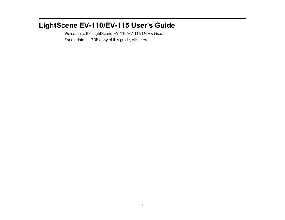 Lightscene ev-110/ev-115 user's guide | Epson LightScene EV-115 2200-Lumen WXGA Laser 3LCD Projector (Black) User Manual | Page 9 / 210