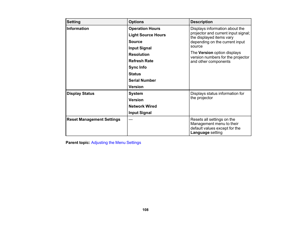 Epson Home Cinema LS11000 2500-Lumen Pixel-Shift 4K UHD Laser 3LCD Projector User Manual | Page 108 / 166