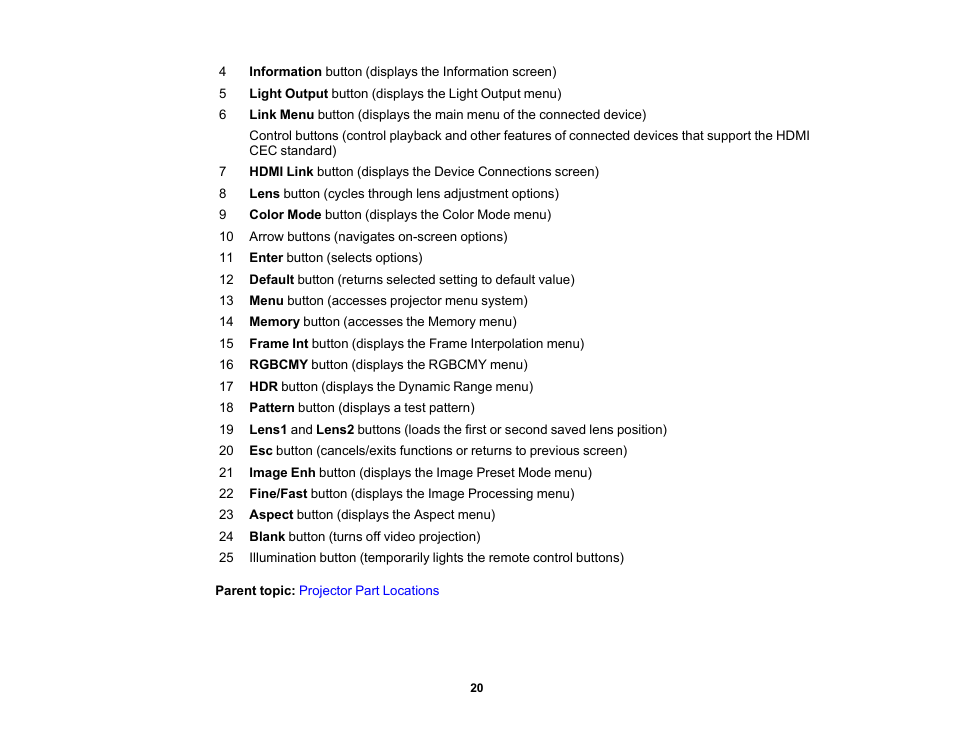 Epson Home Cinema LS11000 2500-Lumen Pixel-Shift 4K UHD Laser 3LCD Projector User Manual | Page 20 / 166