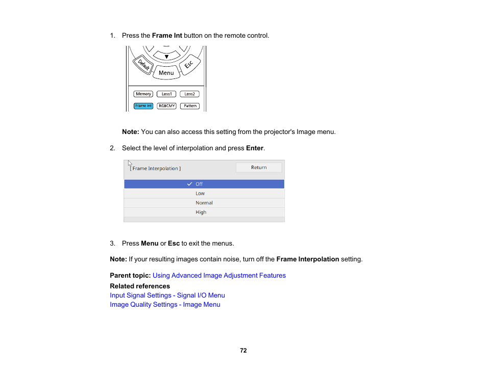 Epson Home Cinema LS11000 2500-Lumen Pixel-Shift 4K UHD Laser 3LCD Projector User Manual | Page 72 / 166