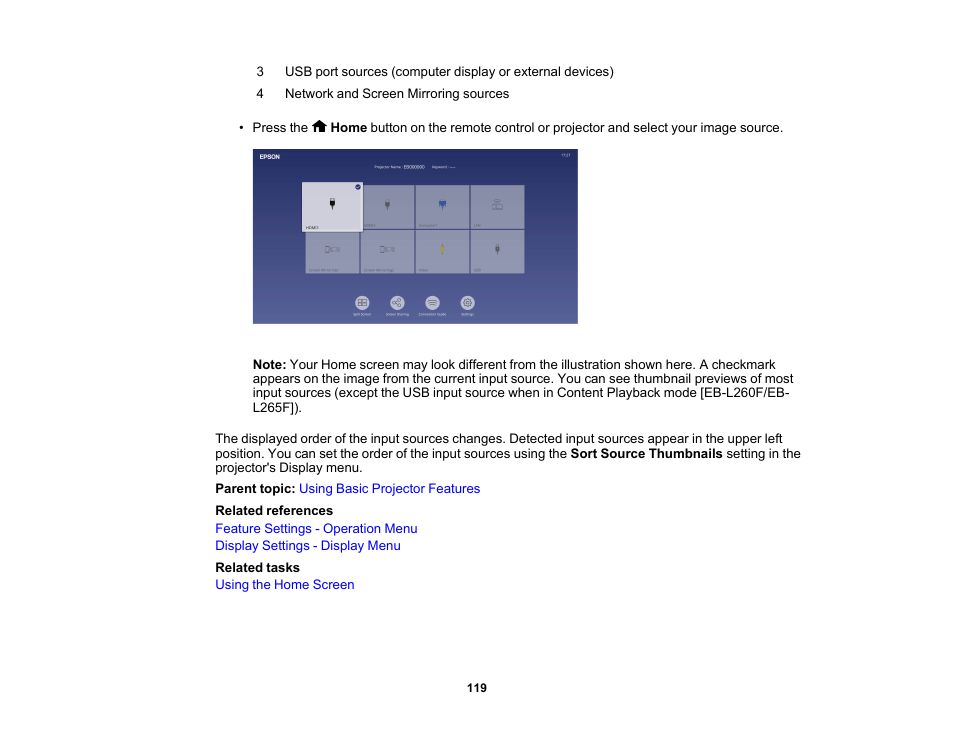 Epson PowerLite L265F 4600-Lumen Full HD Laser 3LCD Projector (Black) User Manual | Page 119 / 306