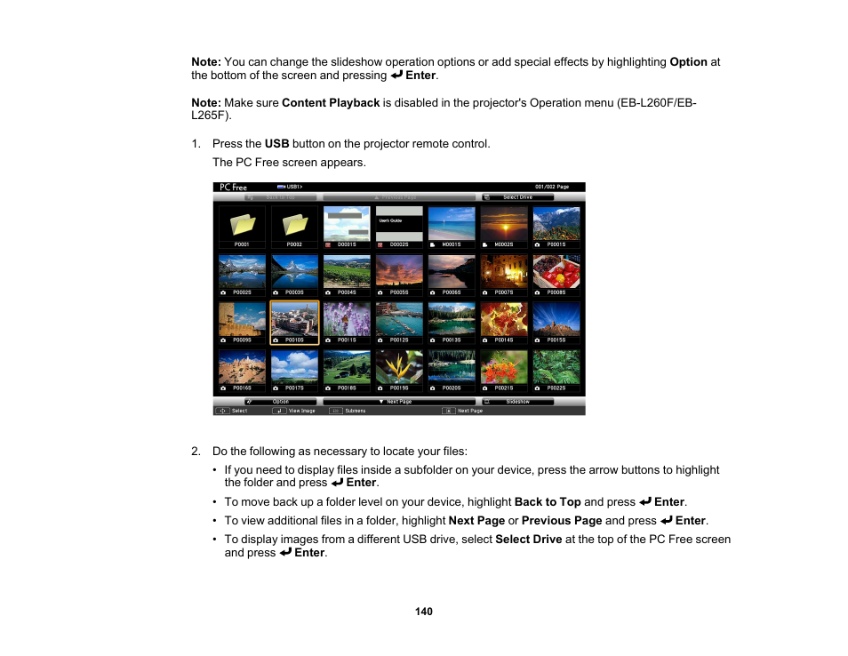 Epson PowerLite L265F 4600-Lumen Full HD Laser 3LCD Projector (Black) User Manual | Page 140 / 306